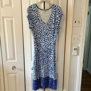 Boden blue and white dress 14 Long